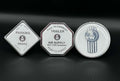 Monkey Spunk Roll Pin Style White background With Chrome Writing & Standard KW Logo Brake Knob Set x3.