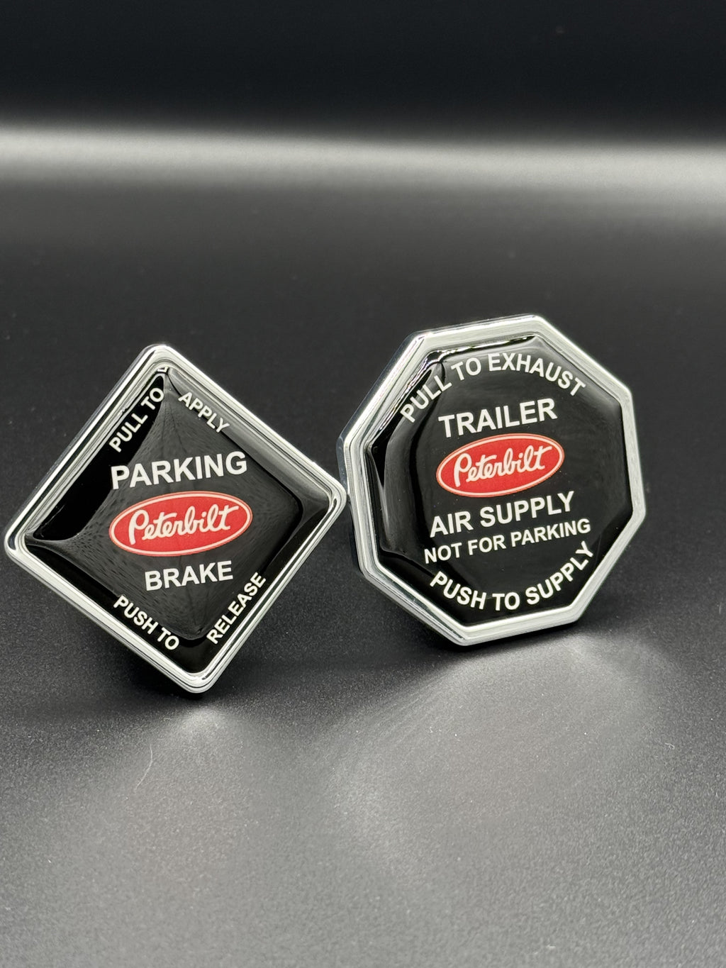 Peterbilt Screw On Truck / Trailer Brake Release Diamond / Hex Knob Set 50mm.