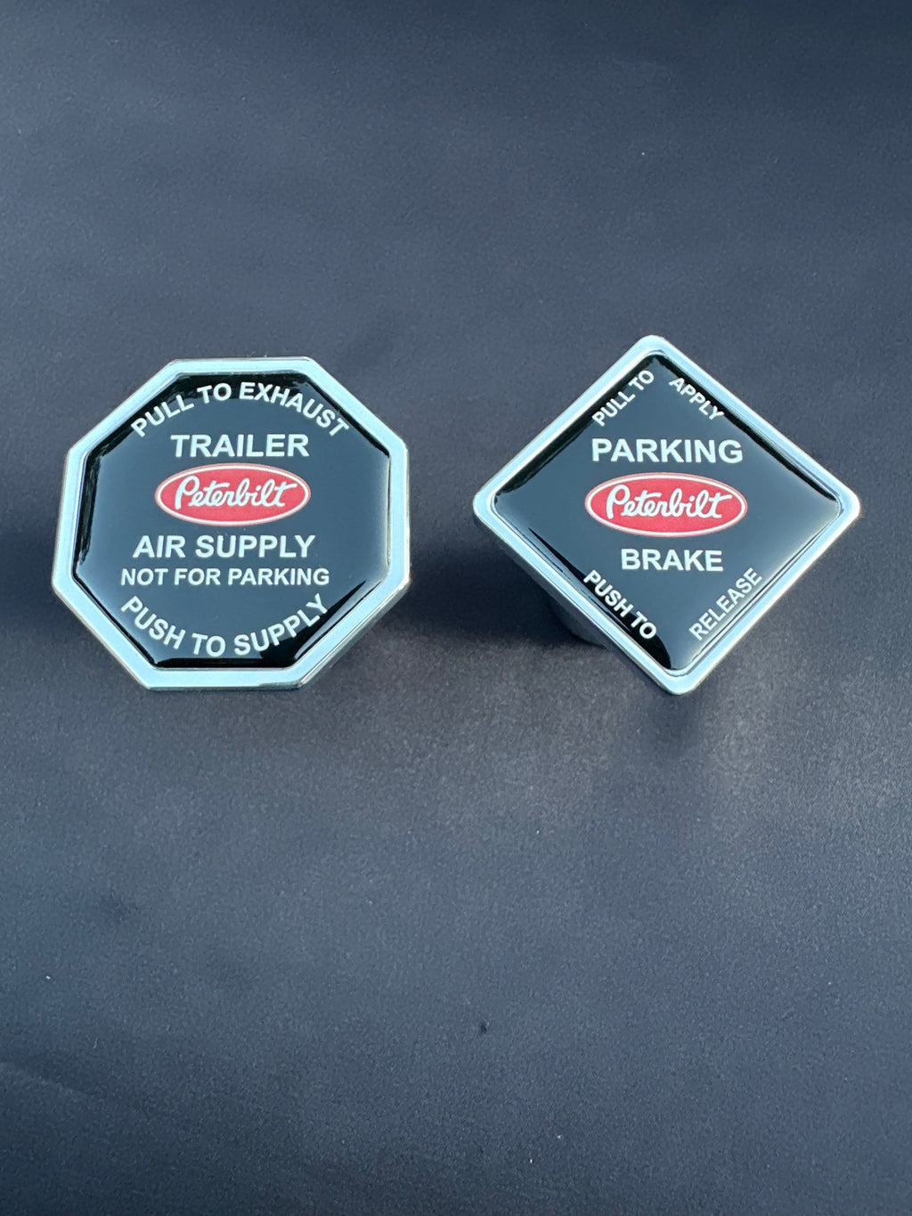 Peterbilt Screw On Truck / Trailer Brake Release Knob Set.