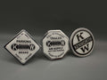 Monkey Spunk Roll Pin Style White background With Black Writing & KW Motor Trucks Logo Brake Knob Set x3.