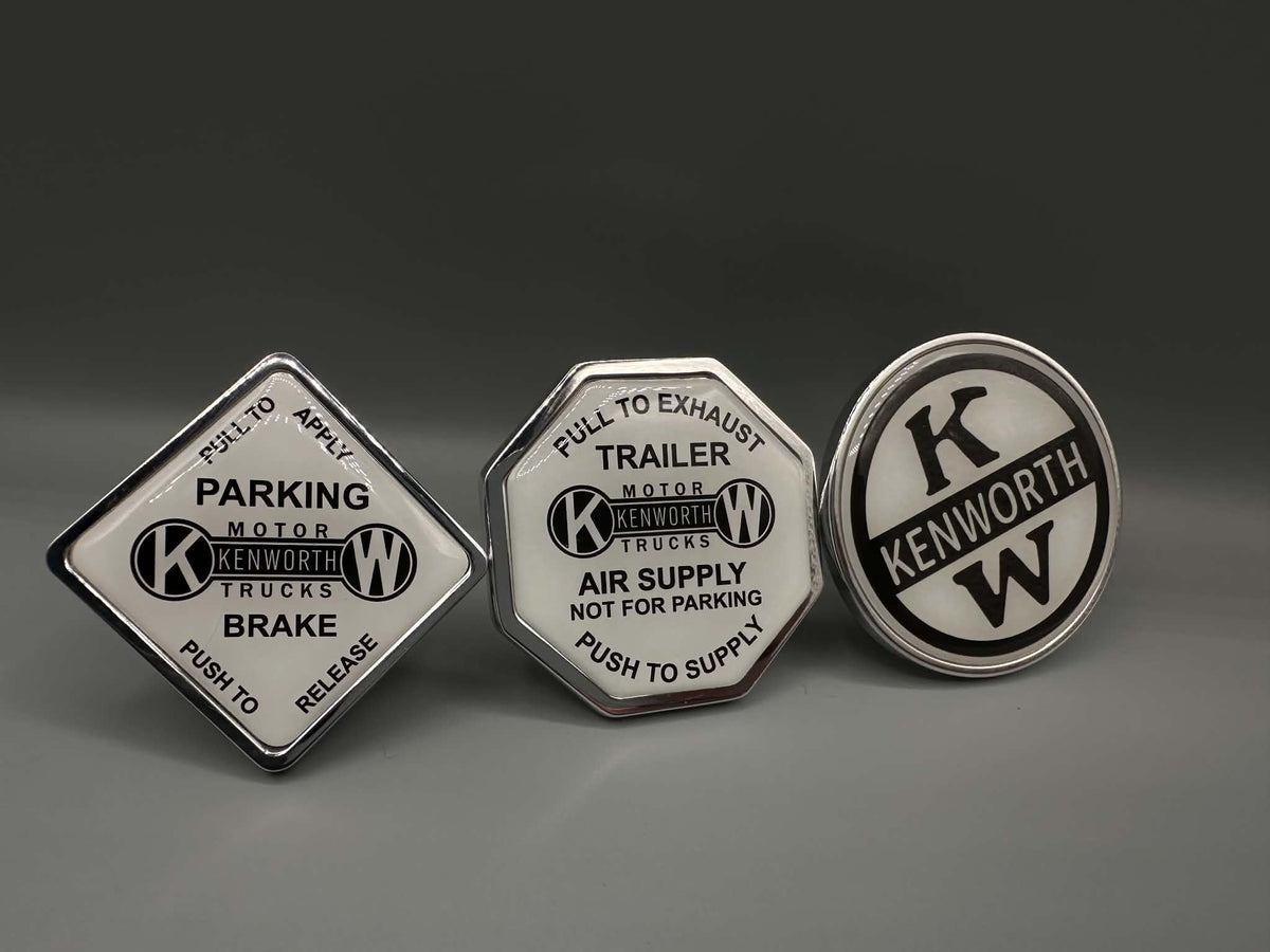 Monkey Spunk Roll Pin Style White background With Black Writing & KW Motor Trucks Logo Brake Knob Set x3.