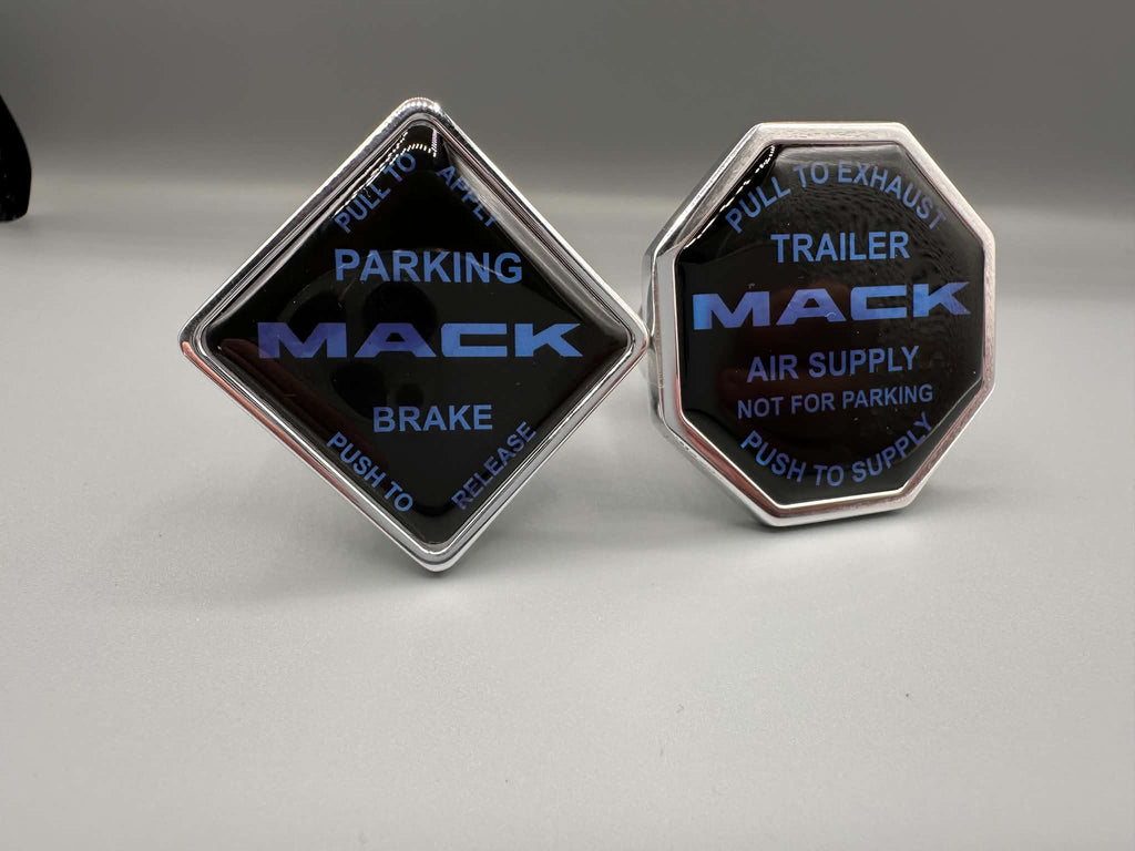 Monkey Spunk Black Face Blue Writing Brake Knob Set x2.