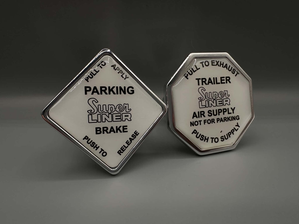 Mack Super Liner Logo Screw On Brake Knob Set x2.