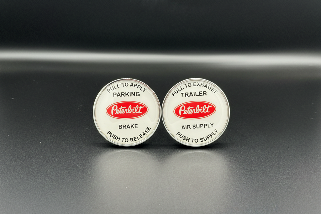 Peterbilt Screw On Truck / Trailer Brake Release Round / Round Knob Set 50mm.