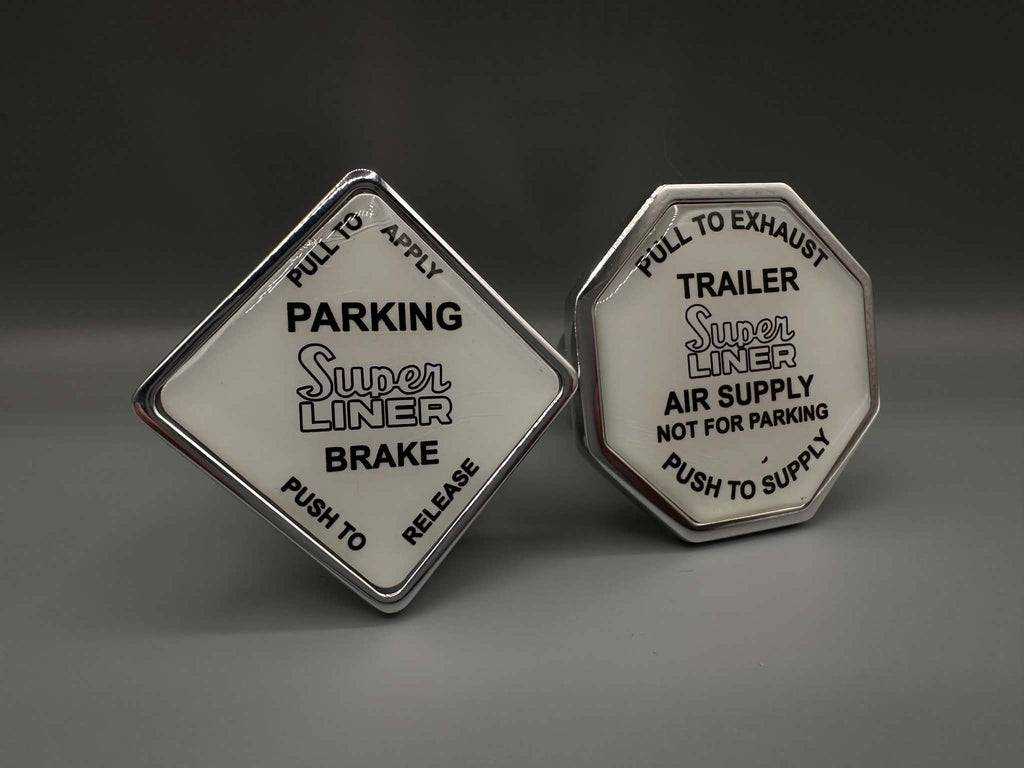 Mack Super Liner Logo Screw On Brake Knob Set x2.