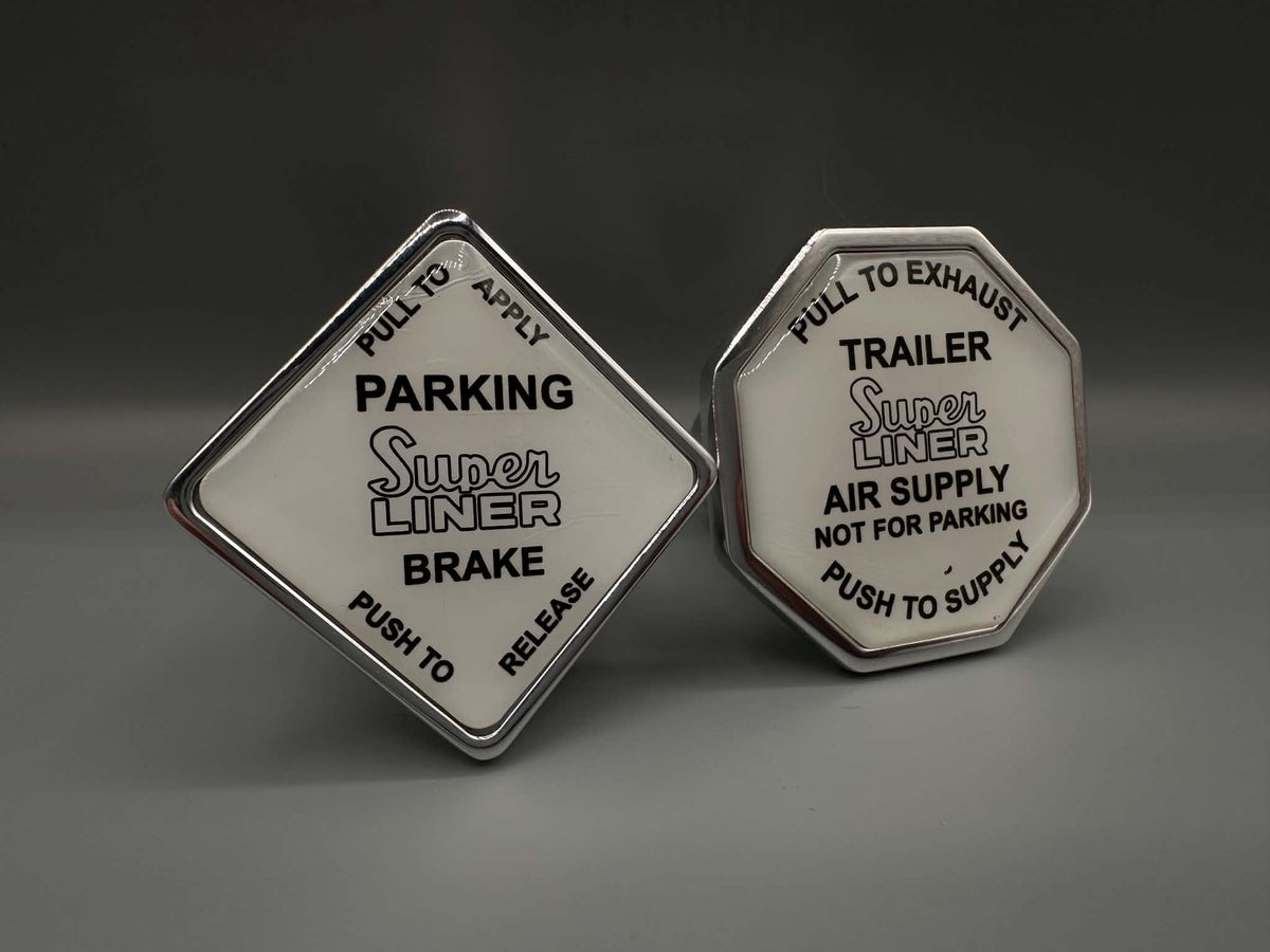 Mack Super Liner Logo Screw On Brake Knob Set x2.