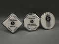 Monkey Spunk Roll Pin Style White background With Black Writing & Crooked KW Logo Brake Knob Set x3.