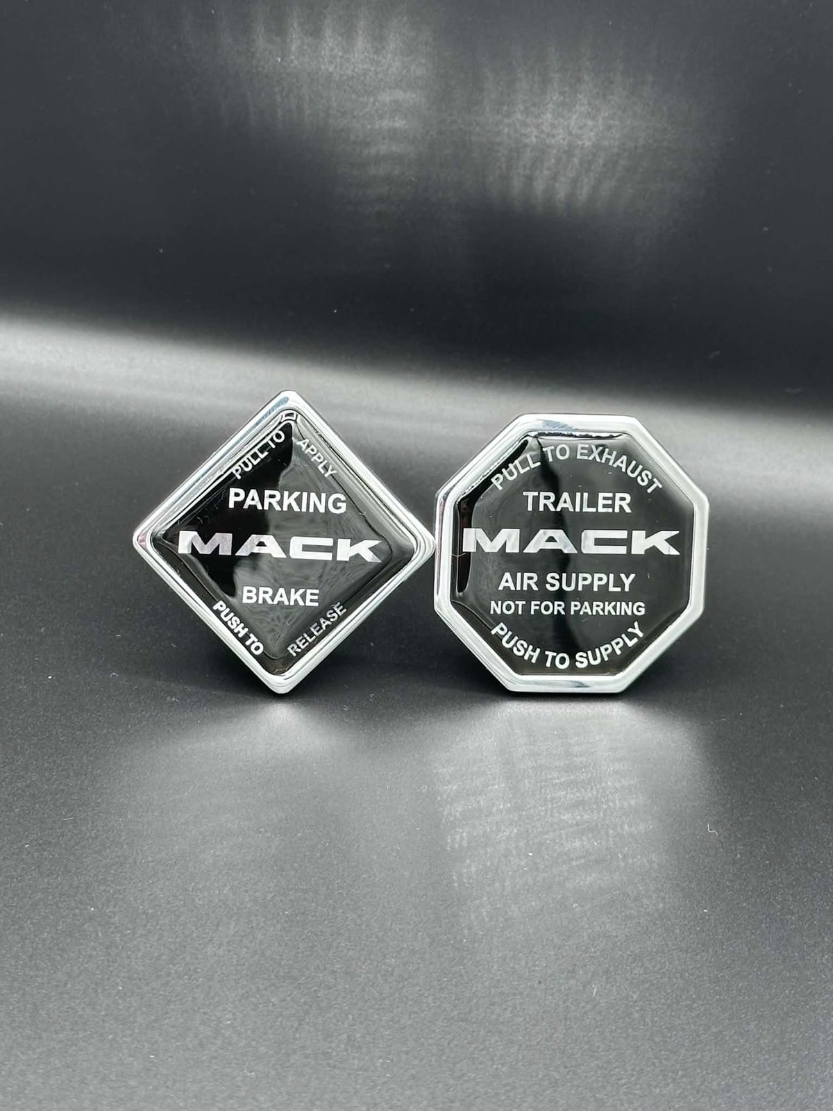 Monkey Spunk Mack Black Face With Chrome Writing Brake Knob Set x2.