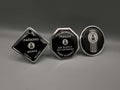 Monkey Spunk Roll Pin Style Black background With White Writing & Standard KW Logo Brake Knob Set x3.